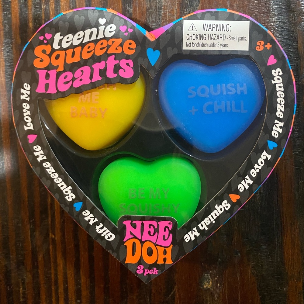Nee Doh Teenie Squeeze Hearts 3-Pack Valentines pack boy squishy fidget